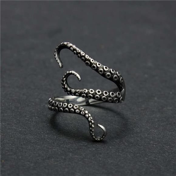 Adjustable Punk Style Octopus Tentacle Ring Unisex Devilfish Jewelry Gift - Picture 5 of 5